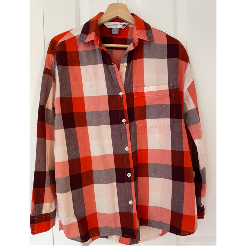 EUC Old Navy Plaid The Boyfriend Shirt, Flannel Shacket